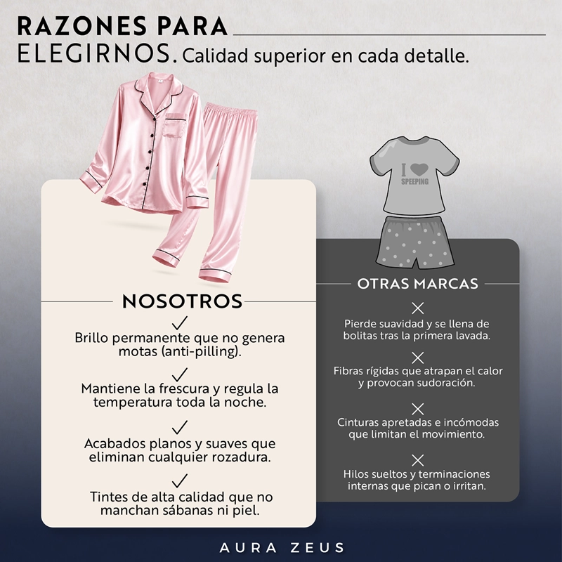 PIJAMA DE SATEN MUJER 2 PIEZAS SET CAMISA Y PANTALON SUAVE BOTON ROSA TALLA L - 3