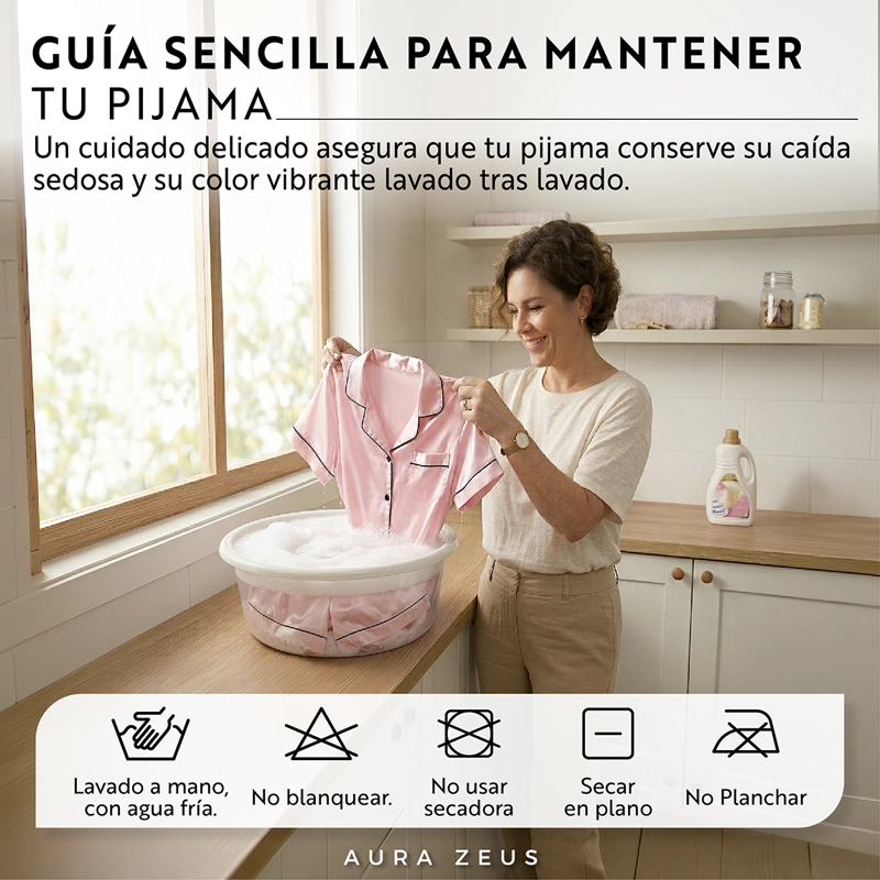 PIJAMA DE SATEN MUJER 2 PIEZAS SET CAMISA Y PANTALON SUAVE BOTON ROSA TALLA L - 8