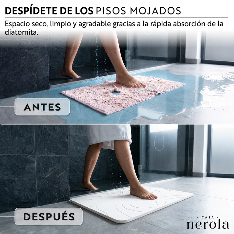 SALIDA DE BANO DIATOMITA 40X60 CM ANTIDESLIZANTE ABSORBENTE BLANCO - 2