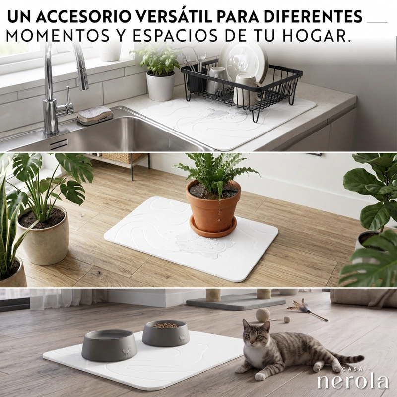 SALIDA DE BANO DIATOMITA 40X60 CM ANTIDESLIZANTE ABSORBENTE BLANCO - 8