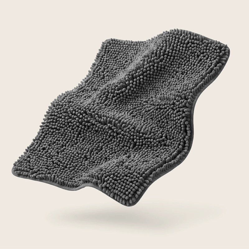 ALFOMBRA DE BANO 40 X 60 CM CHENILLE ANTIDESLIZANTE NEGRO GRIS - 9