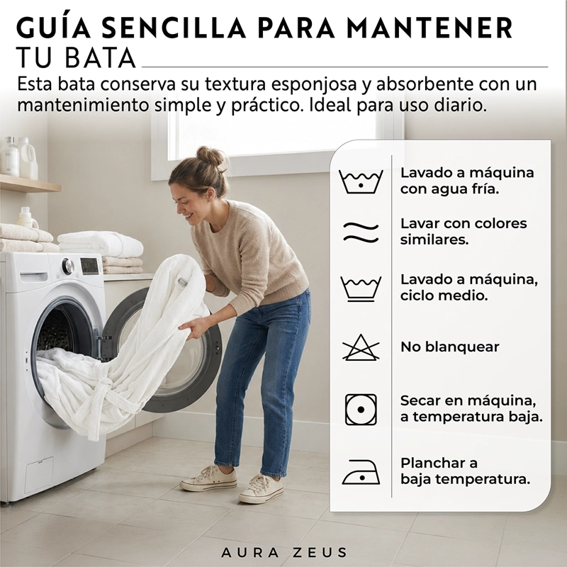 BATA DE BANO ALGODON ABSORBENTE SUAVE UNISEX SECA RAPIDO BLANCO TALLA M - 8