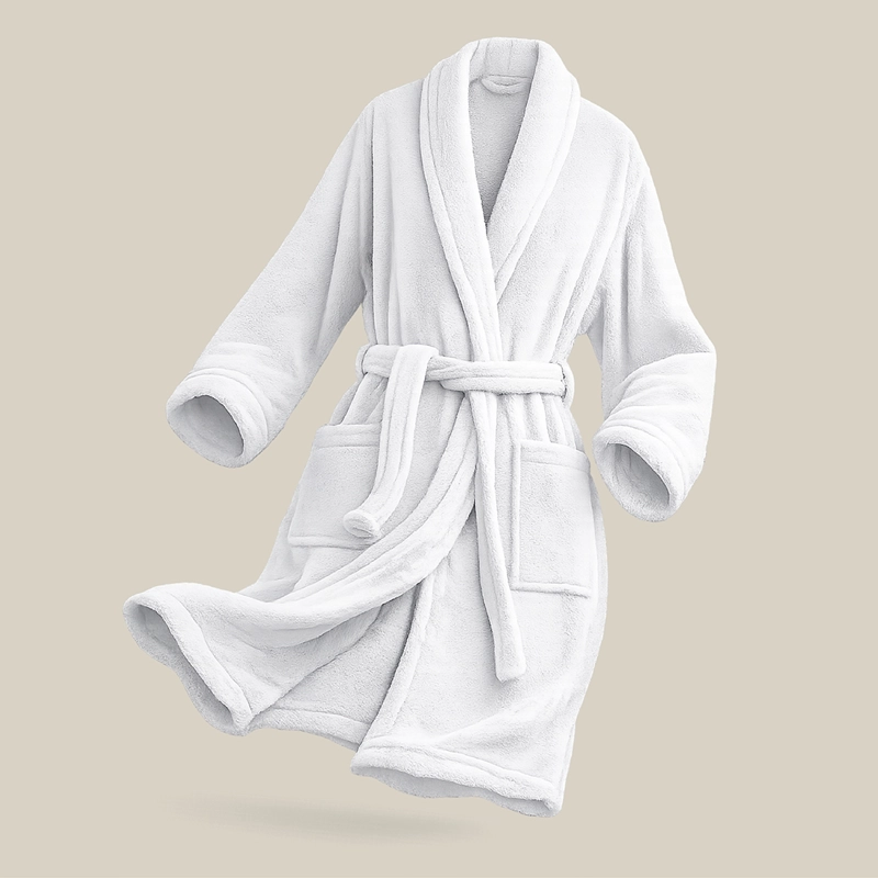 BATA DE BANO ALGODON ABSORBENTE SUAVE UNISEX SECA RAPIDO BLANCO TALLA M - 9