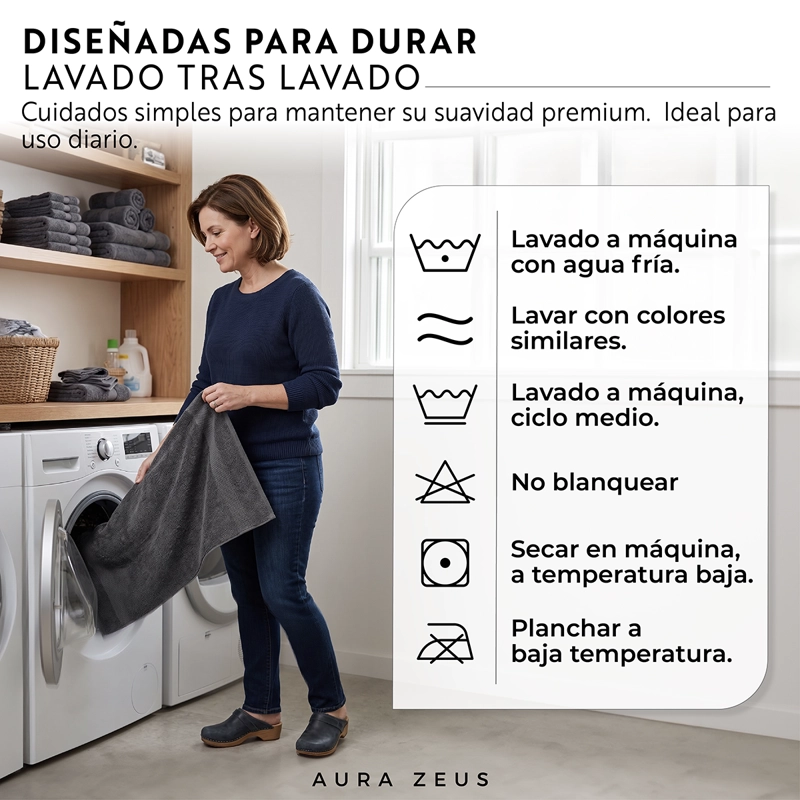 SET DE 4 TOALLAS DE BANO ALGODON 600GR/M2 CUERPO MANO GRANDE GRIS - 8