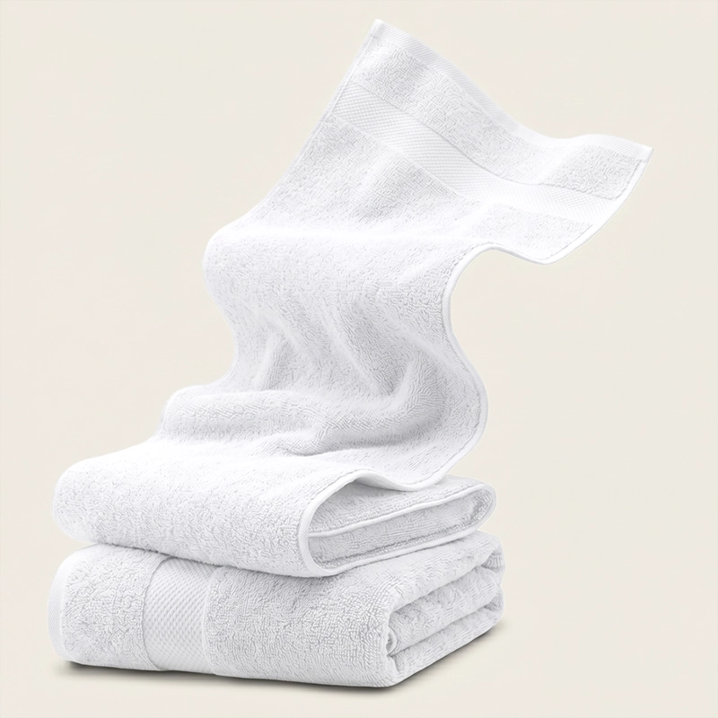 SET DE 2 TOALLAS DE BANO 140X70 CM ALGODON 600GR/M2 GRANDES GRIS BLANCO - 1