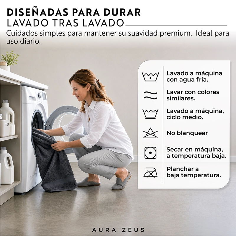 SET DE 2 TOALLAS DE BANO 140X70 CM ALGODON 600GR/M2 GRANDES GRIS BLANCO - 9
