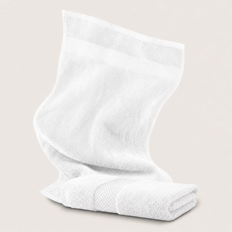JUEGO DE 2 TOALLAS DE MANO 75X35 CM ALGODON 600GR/M2 BANO SET GRIS BLANCO - 1