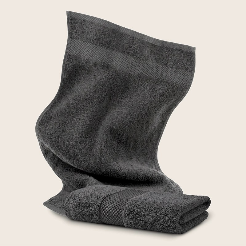 JUEGO DE 2 TOALLAS DE MANO 75X35 CM ALGODON 600GR/M2 BANO SET GRIS BLANCO - 10