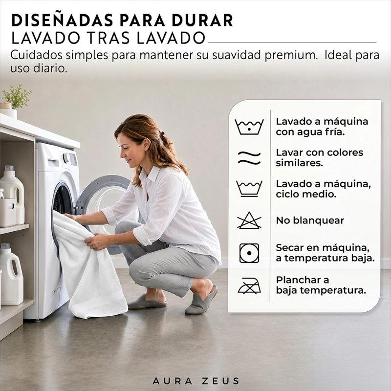 SET DE 2 TOALLAS DE BANO 140X70 CM ALGODON 600GR/M2 GRANDES BLANCO - 8