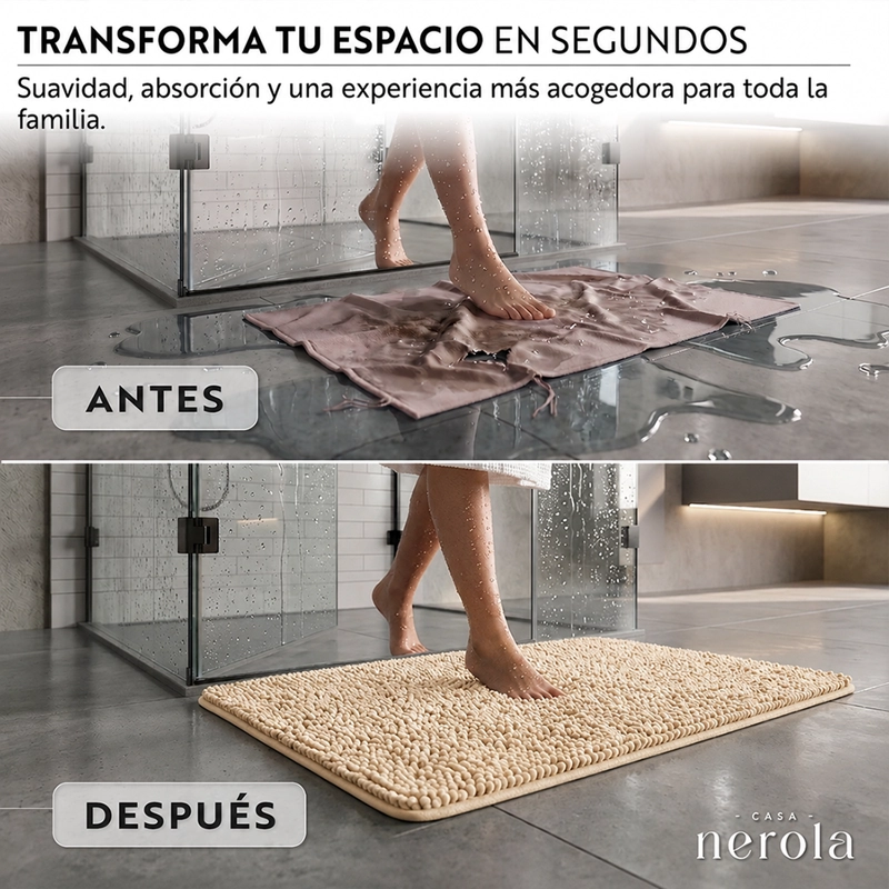 ALFOMBRA DE BANO 40 X 60 CM CHENILLE ANTIDESLIZANTE GRIS BEIGE - 2