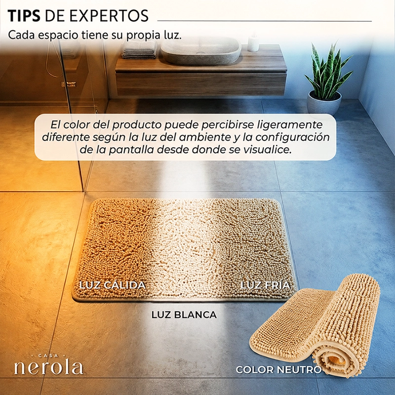ALFOMBRA DE BANO 40 X 60 CM CHENILLE ANTIDESLIZANTE GRIS BEIGE - 7