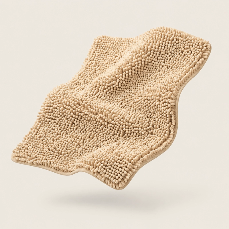 ALFOMBRA DE BANO 40 X 60 CM CHENILLE ANTIDESLIZANTE GRIS BEIGE - 9