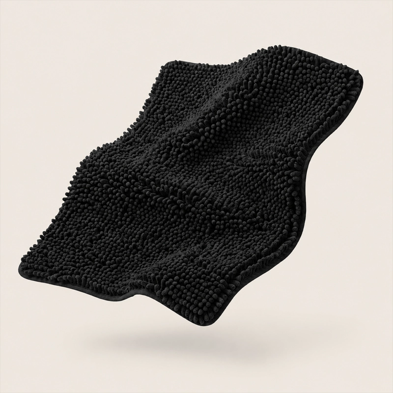 ALFOMBRA DE BANO 40 X 60 CM CHENILLE ANTIDESLIZANTE NEGRO - 9