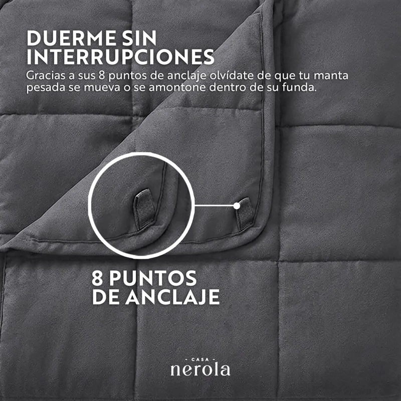 MANTA PESADA FRAZADA CON PESO GRAVEDAD GRIS MICROFIBRA SUAVE 2 PLAZAS - 4