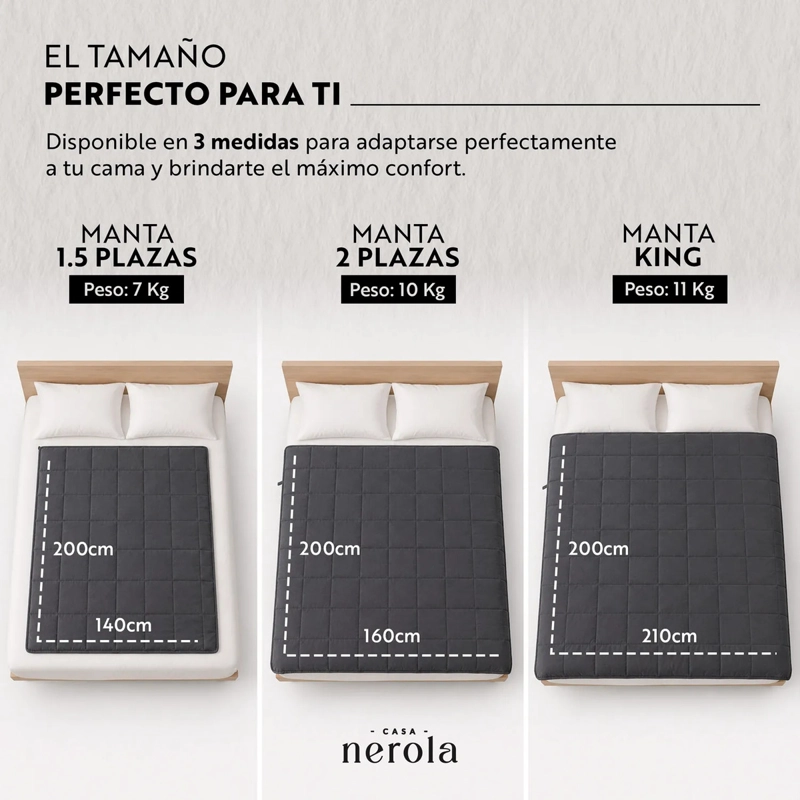 MANTA PESADA FRAZADA CON PESO GRAVEDAD GRIS MICROFIBRA SUAVE 2 PLAZAS - 7