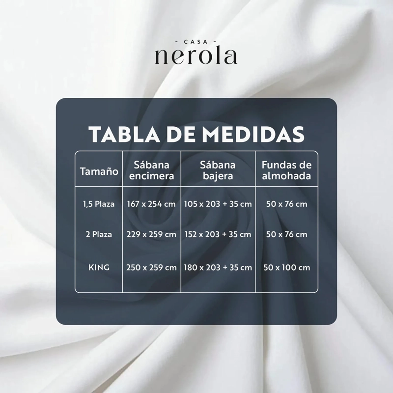 JUEGO DE SABANAS 100% ALGODON 200 HILOS ELASTICO 360 CASA NEROLA BLANCO KING - 9