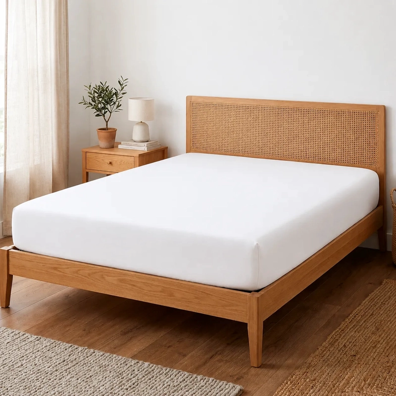 SABANA BAJERA AJUSTABLE 100% ALGODON 200 HILOS ELASTICO 360 CASA NEROLA BLANCO 2 PLAZAS - 10