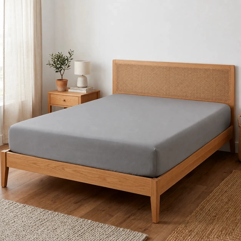 SABANA BAJERA AJUSTABLE 100% ALGODON 200 HILOS ELASTICO 360 CASA NEROLA GRIS 2 PLAZAS - 11