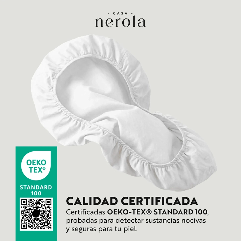 SABANA BAJERA AJUSTABLE 100% ALGODON 200 HILOS ELASTICO 360 CASA NEROLA BLANCO 1.5 PLAZAS - 5