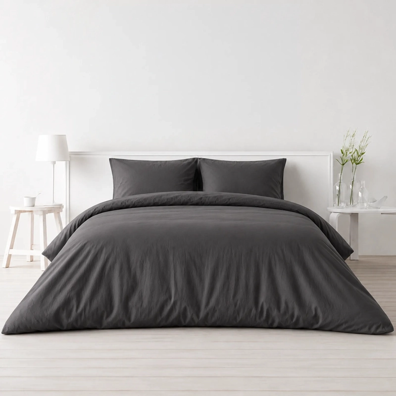 SET FUNDA DE PLUMON + 2 FUNDAS DE ALMOHADA 100% ALGODON 200 HILOS CASA NEROLA GRIS 2 PLAZAS - 11