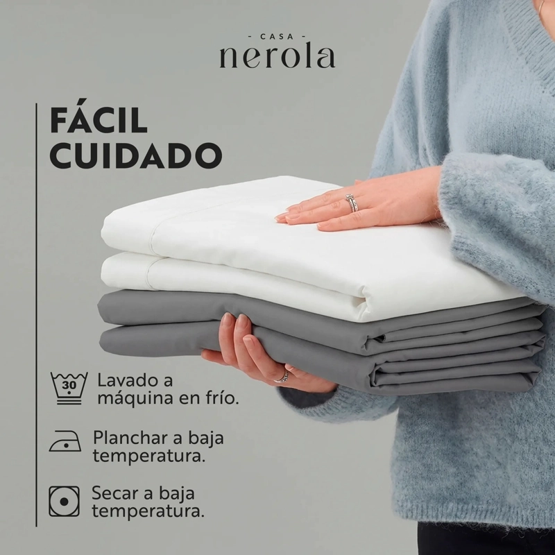 SET FUNDA DE PLUMON + 2 FUNDAS DE ALMOHADA 100% ALGODON 200 HILOS CASA NEROLA GRIS 2 PLAZAS - 8