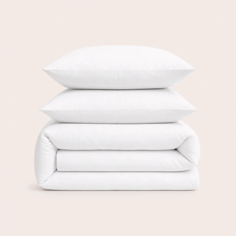 SET FUNDA DE PLUMON + 2 FUNDAS DE ALMOHADA 100% ALGODON 200 HILOS CASA NEROLA BLANCO KING - 10