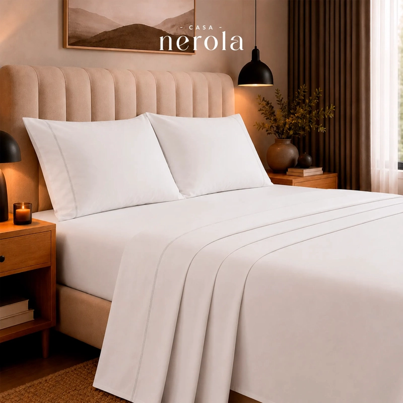 FUNDAS DE ALMOHADA 100% ALGODON 200 HILOS SET DE 2 PIEZAS BLANCO 50X90 - 9