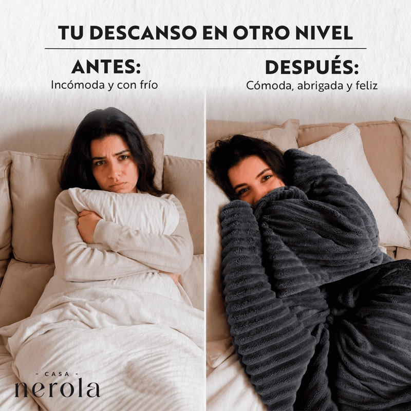 FRAZADA MANTA PIECERA TERMICA SHERPA BLANCO 1,5 PLAZAS CASA NEROLA - 3