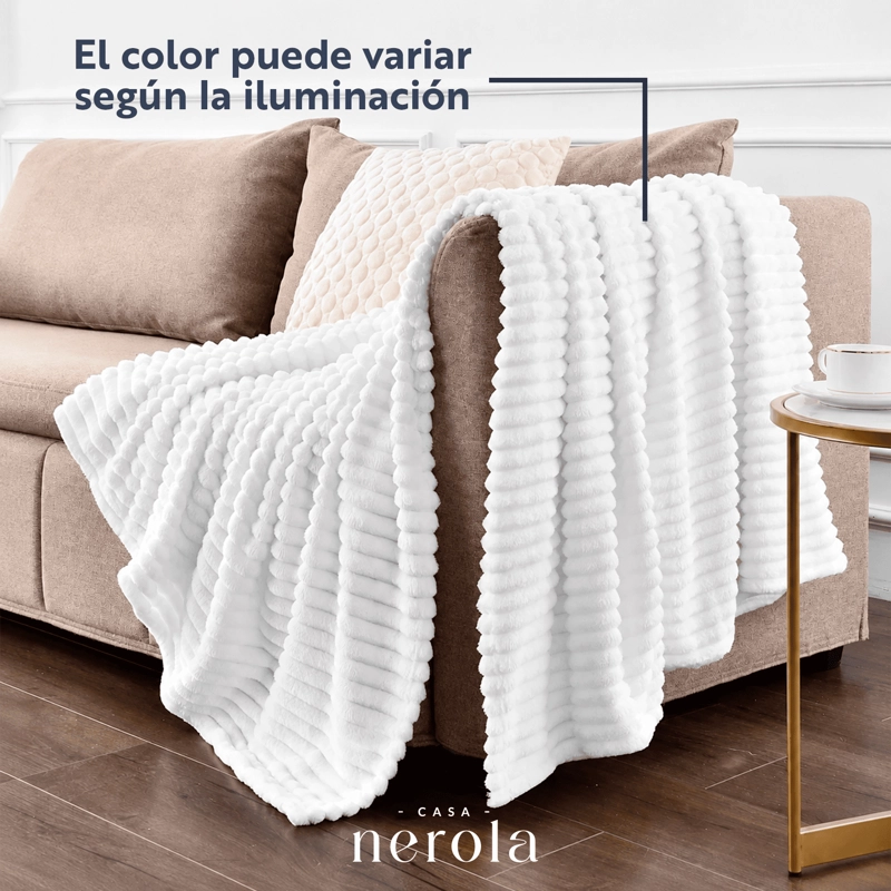 FRAZADA MANTA PIECERA TERMICA SHERPA BLANCO 1,5 PLAZAS CASA NEROLA - 4