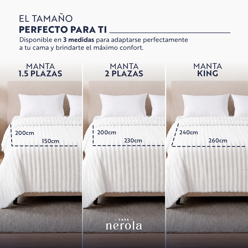FRAZADA MANTA PIECERA TERMICA SHERPA BLANCO 1,5 PLAZAS CASA NEROLA - 9