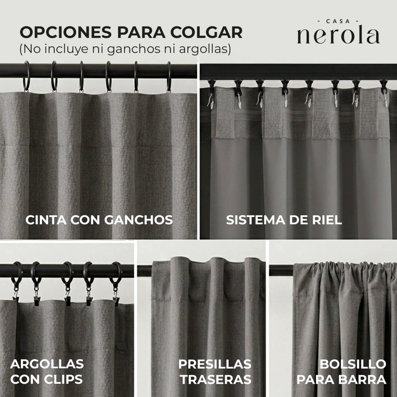 CORTINA BLACKOUT CASA NEROLA TEXTURA LINO 108X160 DORMITORIO Y SALON - 6