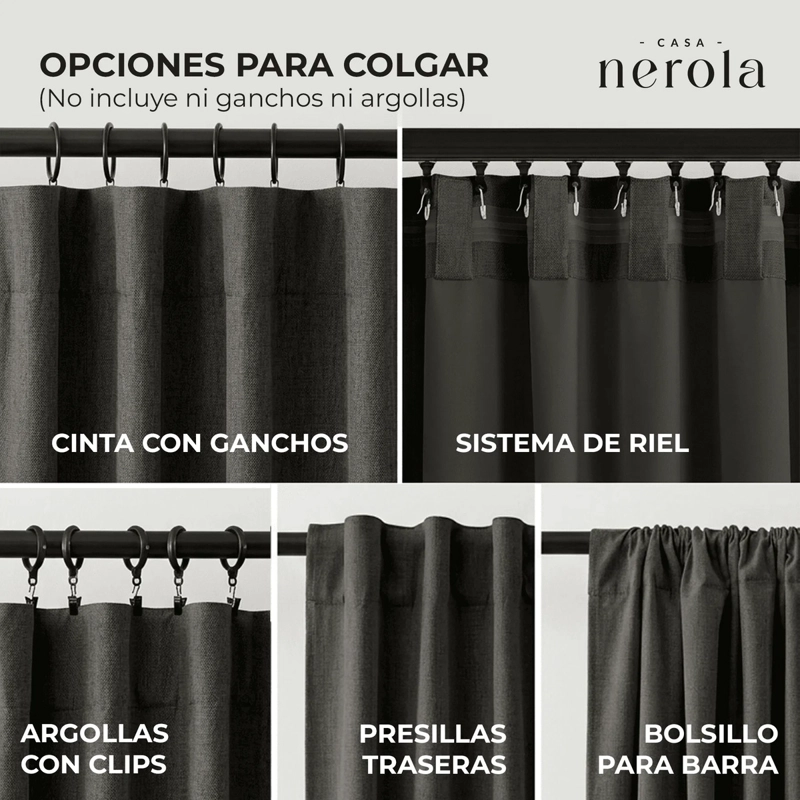 CORTINA BLACKOUT CASA NEROLA TEXTURA LINO 140X220 DORMITORIO Y SALON - 6