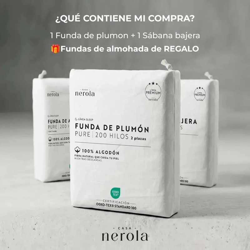 FUNDA PLUMON 1,5 PLAZAS + SABANA BAJERA + 1 FUNDA DE ALMOHADA 185X235 CM BLANCO - 2
