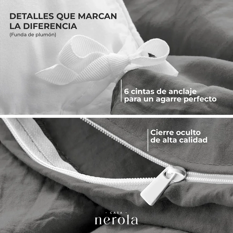FUNDA PLUMON 1,5 PLAZAS + SABANA BAJERA + 1 FUNDA DE ALMOHADA 185X235 CM BLANCO - 3