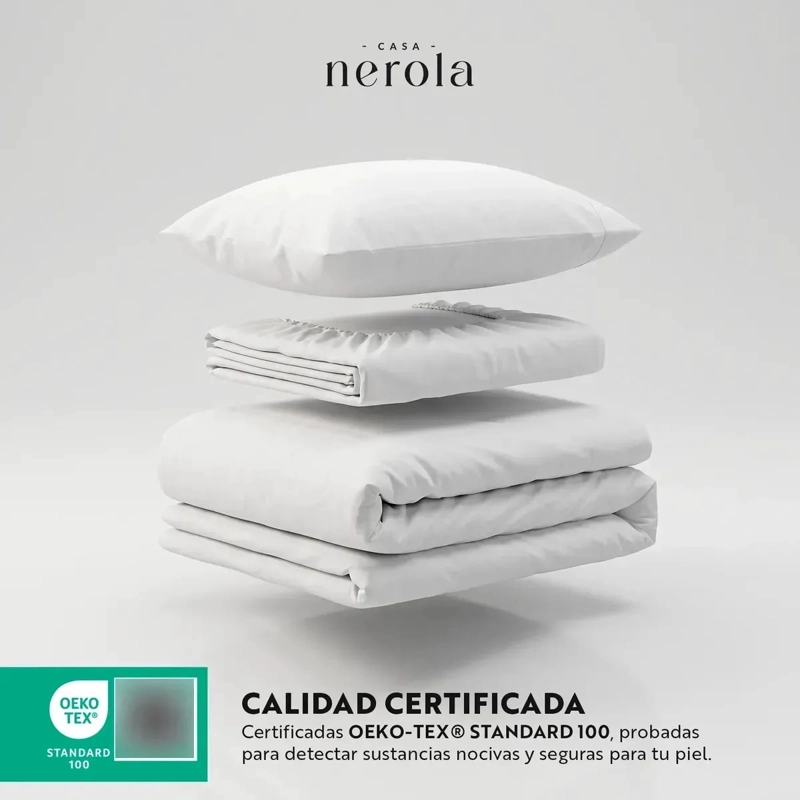 FUNDA PLUMON 1,5 PLAZAS + SABANA BAJERA + 1 FUNDA DE ALMOHADA 185X235 CM BLANCO - 4