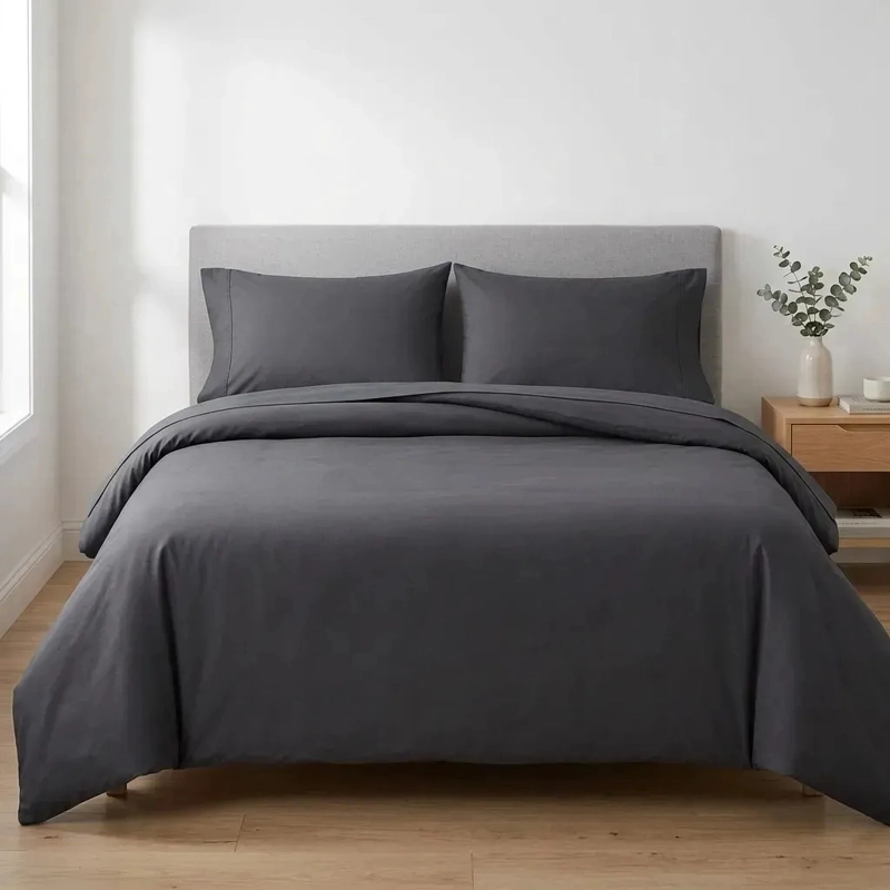 FUNDA PLUMON KING + SABANA BAJERA + 2 FUNDAS DE ALMOHADA 280X250 CM GRIS - 1