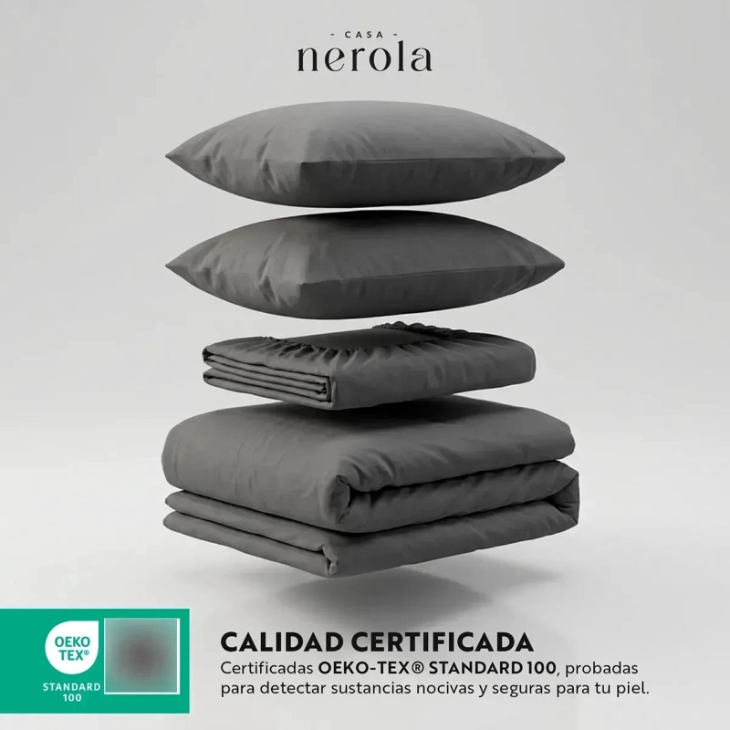 FUNDA PLUMON KING + SABANA BAJERA + 2 FUNDAS DE ALMOHADA 280X250 CM GRIS - 4