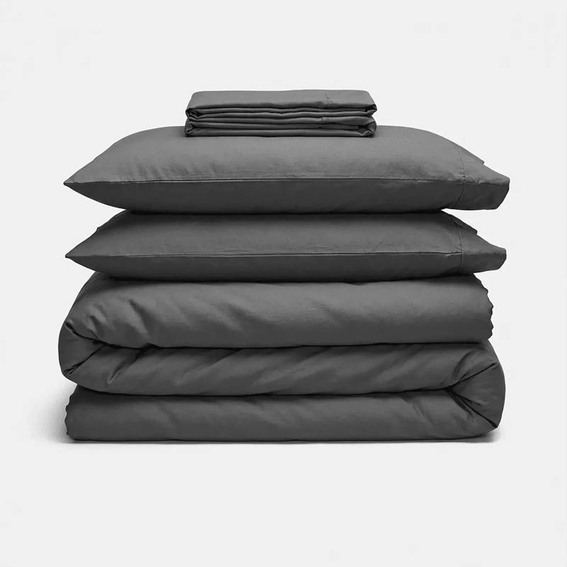 FUNDA PLUMON 2 PLAZAS + SABANA BAJERA + 2 FUNDAS DE ALMOHADA 240X250 CM GRIS - 9