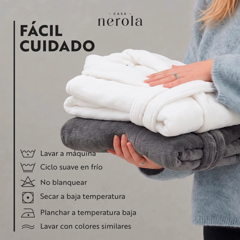 BATA DE BAÑO DE MICROFIBRA UNISEX CASA NEROLA TALLA L/XL - 6