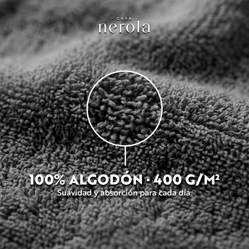 BATA DE BAÑO DE ALGODON UNISEX CASA NEROLA 400 G/M2 CON CINTURON TALLA S/M - 9