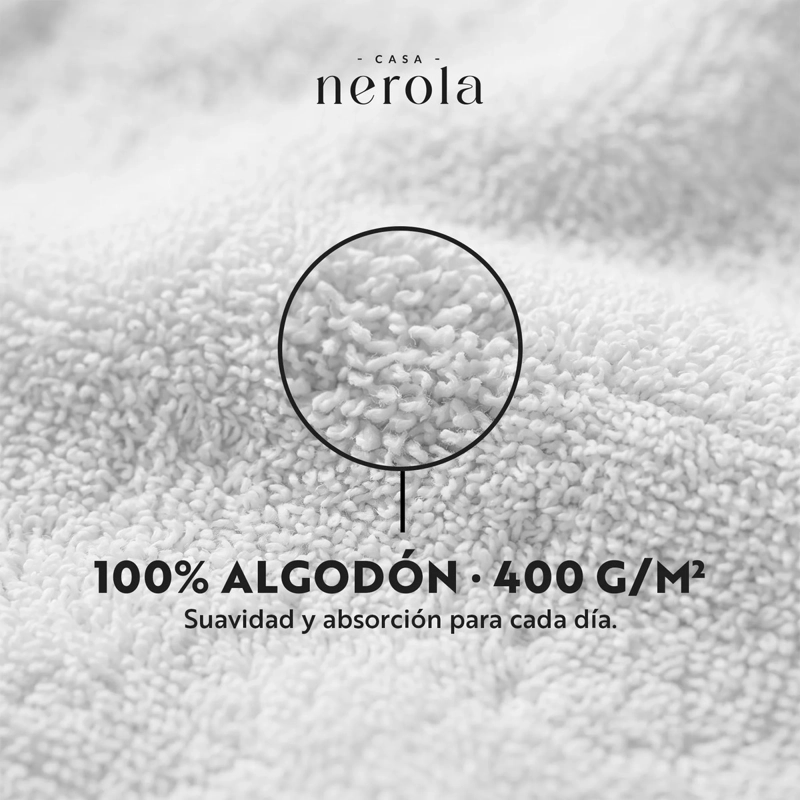 BATA DE BAÑO DE ALGODON UNISEX CASA NEROLA 400 G/M2 CON CINTURON TALLA L/XL - 9