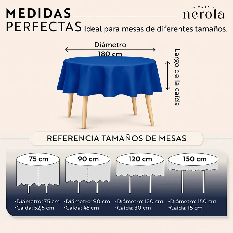 MANTEL DE MESA REDONDO ANTIMANCHA IMPERMEABLE CASA NEROLA - 2