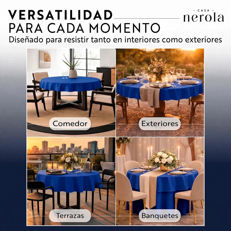 MANTEL DE MESA REDONDO ANTIMANCHA IMPERMEABLE CASA NEROLA - 6