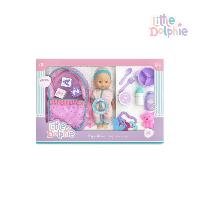 Juguete Muñeca Bebé 29 cm con Sonido,Mochila y Accesorios - 2
