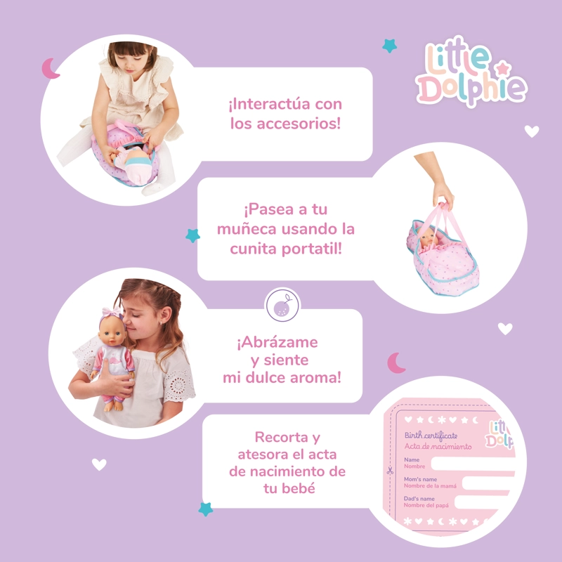 Juguete Muñeca Bebé 29 cm con Sonido,Mochila y Accesorios - 4