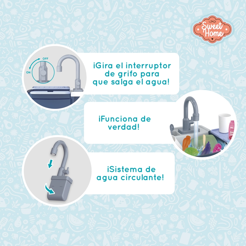 LAVAPLATOS JUGUETE AGUA REAL 26 ACCESORIOS COCINA NIÑOS Y NIÑAS - 4