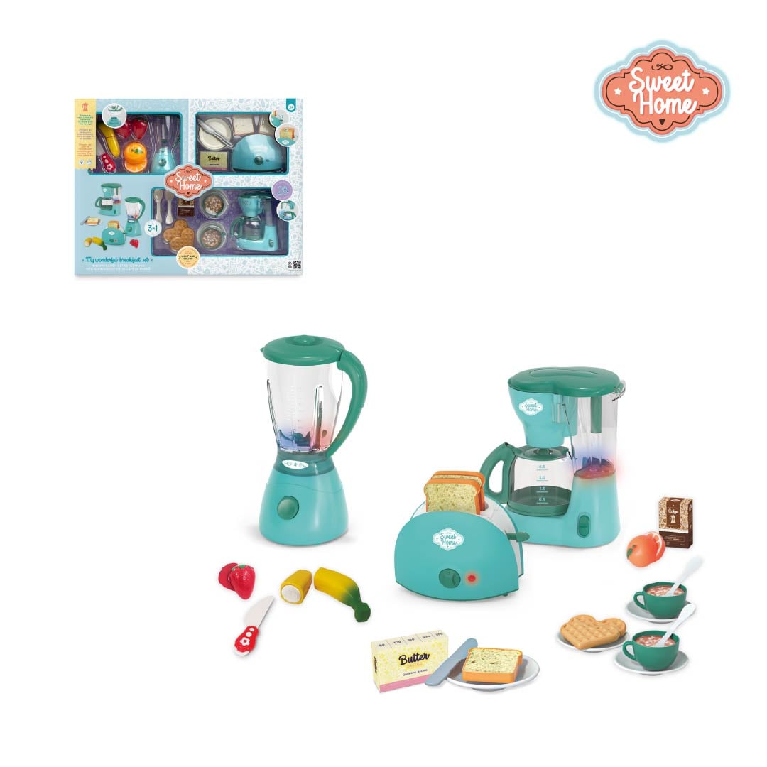 SET DESAYUNO 3 EN 1 CON LICUADORA, TOSTADORA, CAFETERA Y 28 ACCESORIOS JUGUETE NIÑAS Y NIÑOS - 2