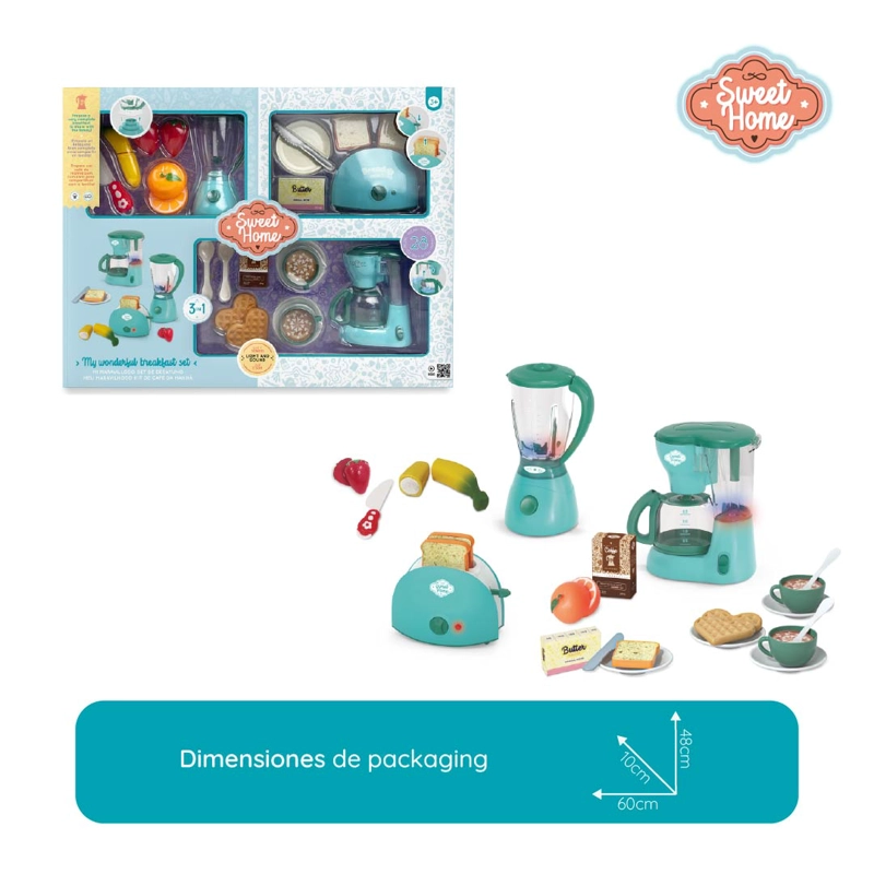 SET DESAYUNO 3 EN 1 CON LICUADORA, TOSTADORA, CAFETERA Y 28 ACCESORIOS JUGUETE NIÑAS Y NIÑOS - 3
