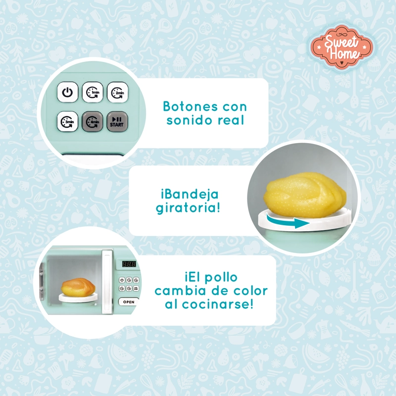 MICROONDAS JUGUETE COMIDA CAMBIA DE COLOR NIÑAS Y NIÑOS - 4