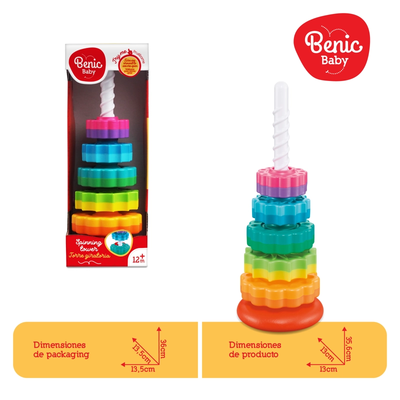 Juguete Torre Giratoria con Anillos Apilables Bebé 35 cm - 3